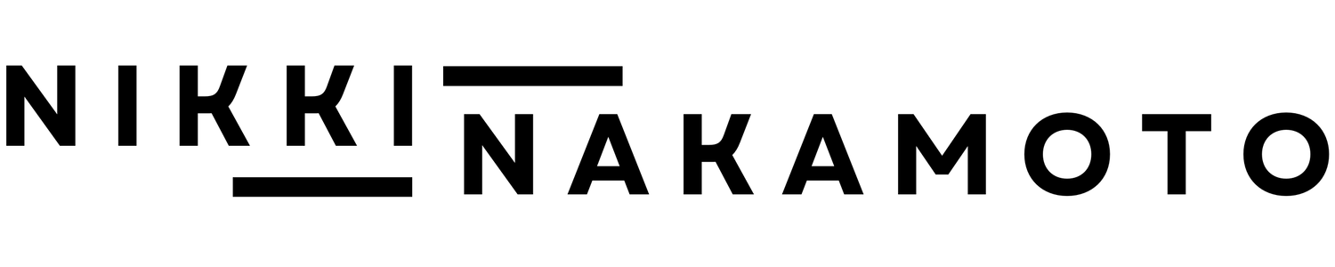 Black and white logo of Nikki Nakamoto