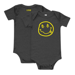 Grey Satoshi Smiles Bitcoin Onesie for Infants by lil'B
