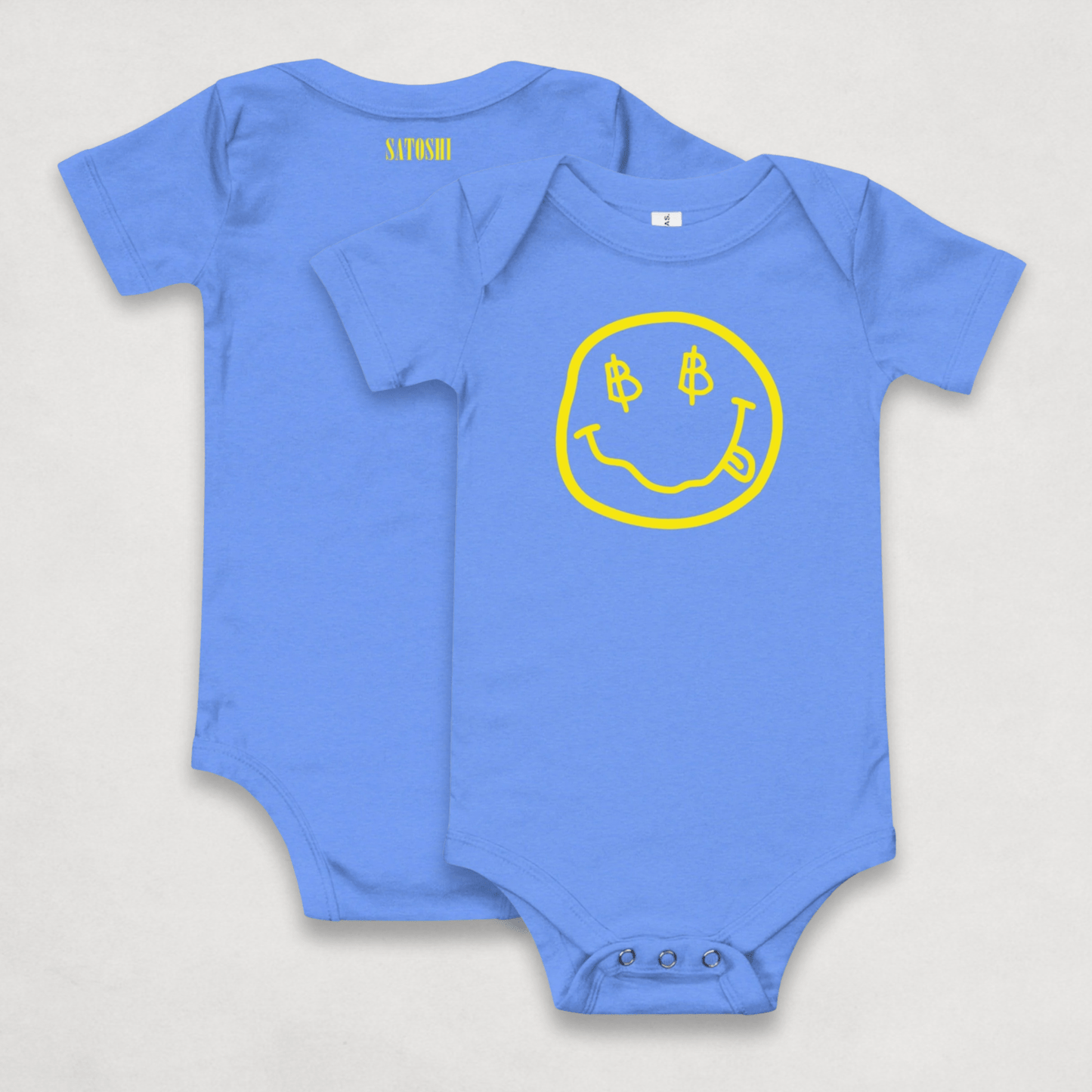 Grey Satoshi Smiles Bitcoin Onesie for Infants by lil'B