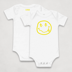 Grey Satoshi Smiles Bitcoin Onesie for Infants by lil'B