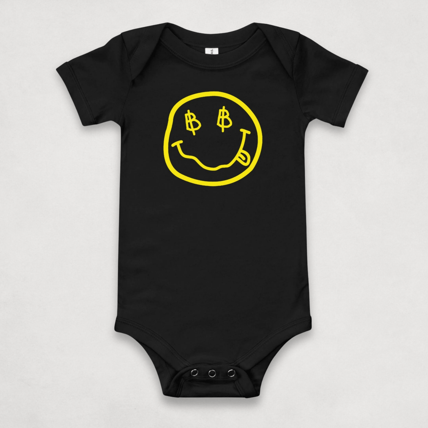 Grey Satoshi Smiles Bitcoin Onesie for Infants by lil'B