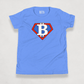 front of the Blue Bitcoin Tee for kids from the Super B Collection by li'B