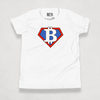 Front of the White Bitcoin Tee for kids from the Super B Collection by li'B