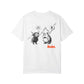 Back of the white t-shirt by SVRNT with 'REKT' printed in orange - The Orange Habit
