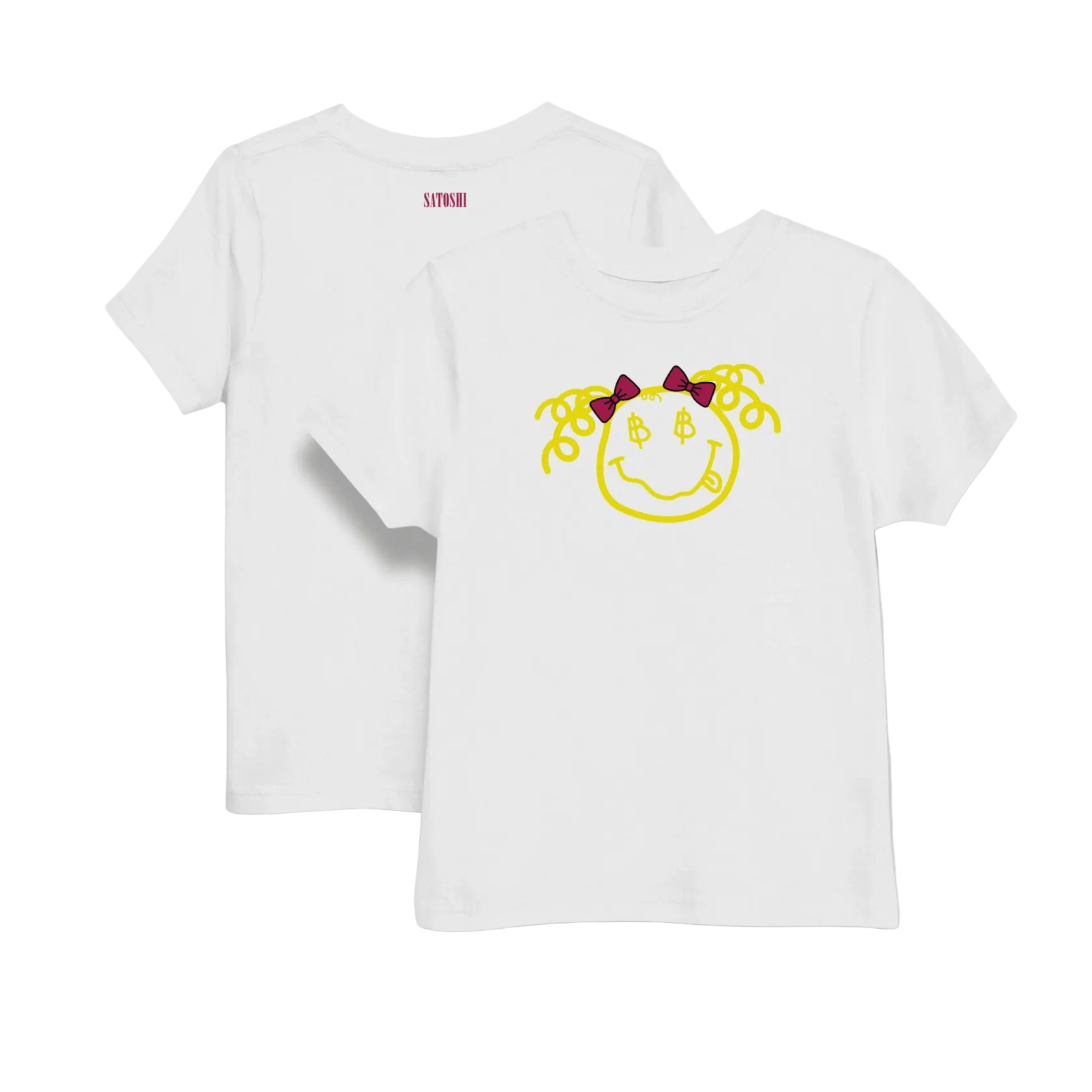 Satoshi Smiles Girls Kids white Bitcoin T-shirt