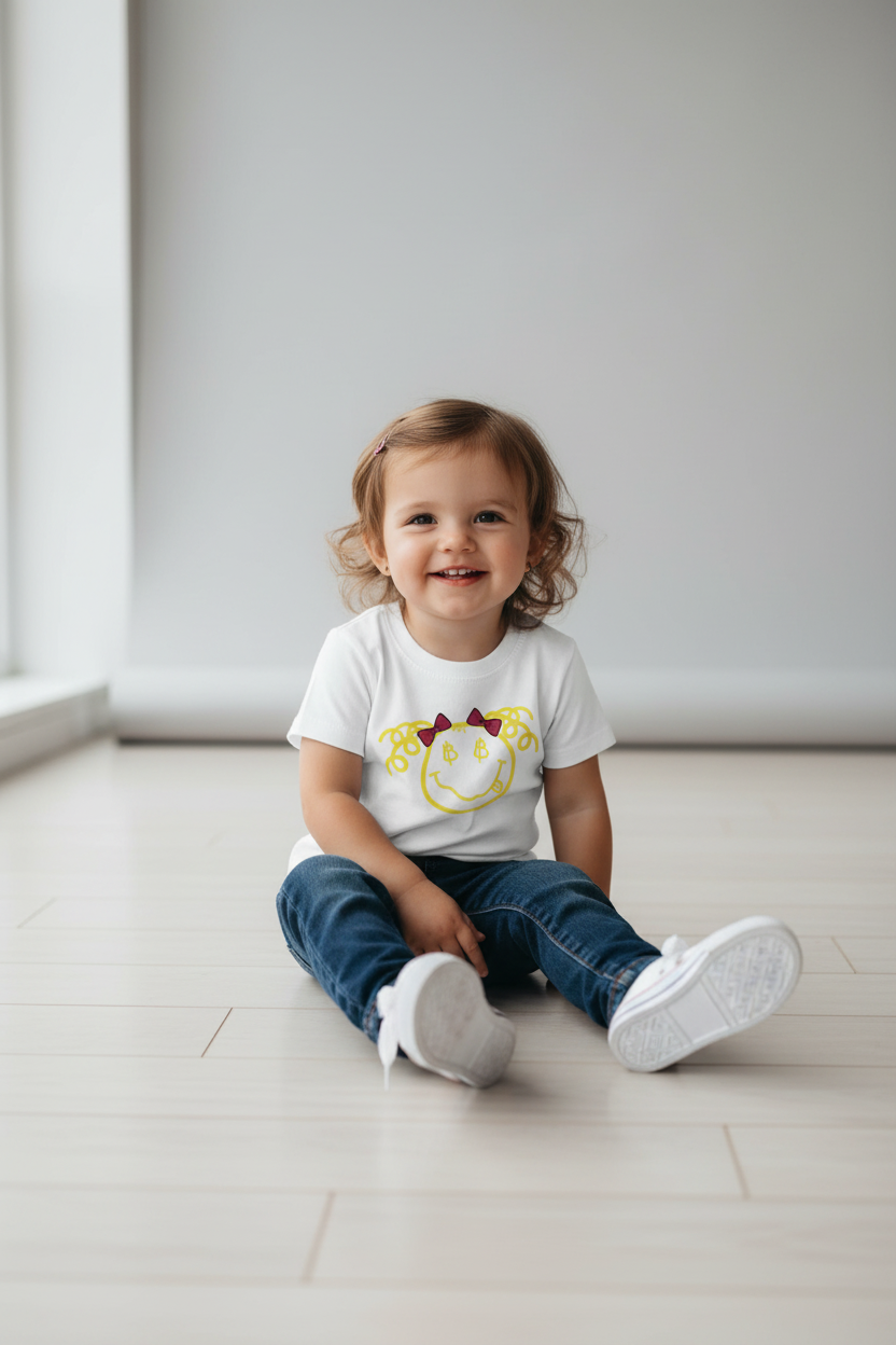 Satoshi Smiles Girls' Bitcoin Tee | Toddler