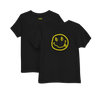 Front and back of the Satoshi Smiles Kids Black Bitcoin T-shirt by lil'B