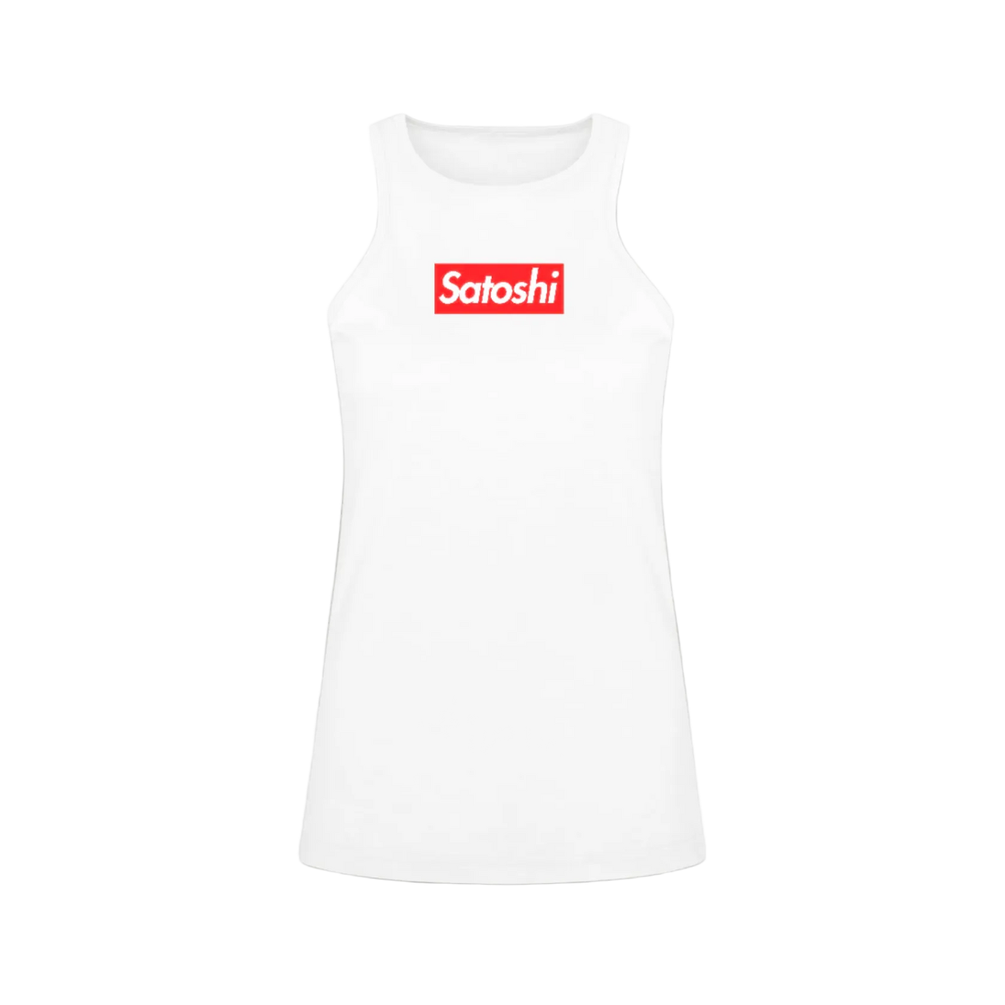 Womens White Satoshi Racerback Tank Top by Nikki Nakamoto Front view
