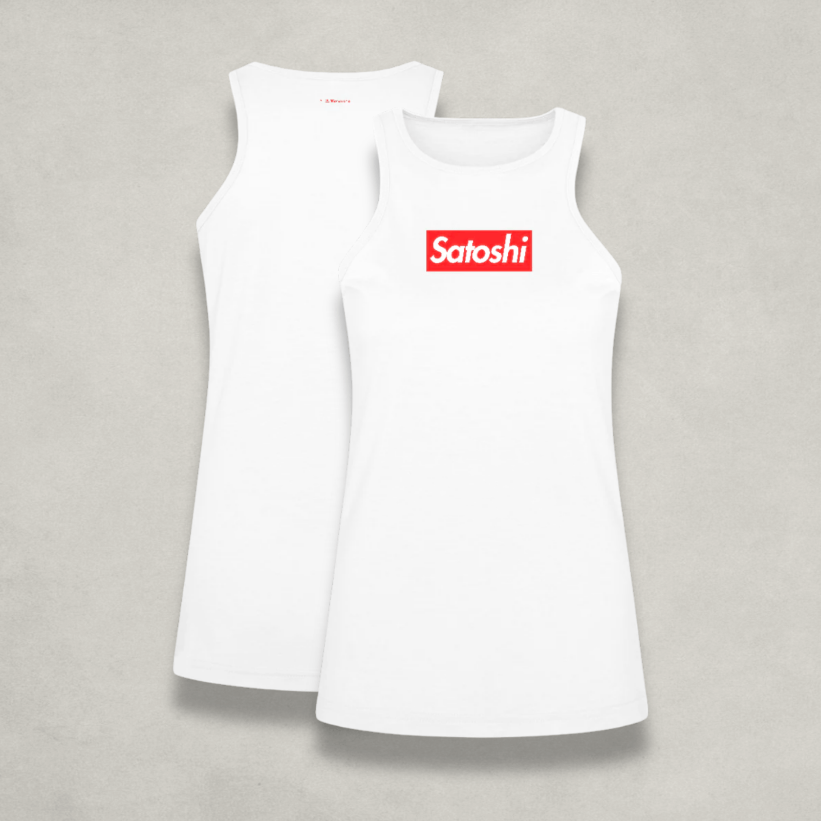 Womens White Satoshi Racerback Tank Top by Nikki Nakamoto Front view