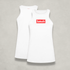 Womens White Satoshi Racerback Tank Top by Nikki Nakamoto Front view