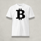 Front of the Womens Premium Bitcoin T-Shirt from The B Collection by Nikki Nakamoto Front view of white and black