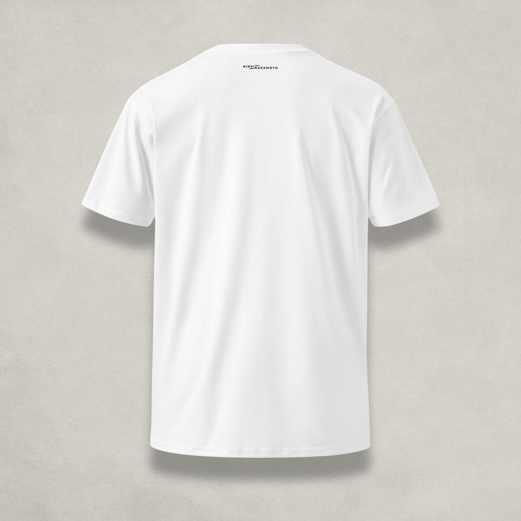 Back of the Womens Premium Bitcoin T-Shirt from The B Collection by Nikki Nakamoto in white and black