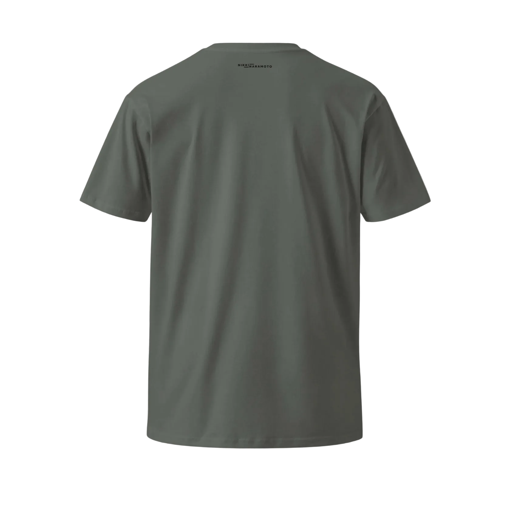 Back of the Womens Premium Bitcoin T-Shirt from The B Collection by Nikki Nakamoto in grey and black