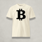 Front of the Womens Premium Bitcoin T-Shirt from The B Collection by Nikki Nakamoto Front view in cream and black