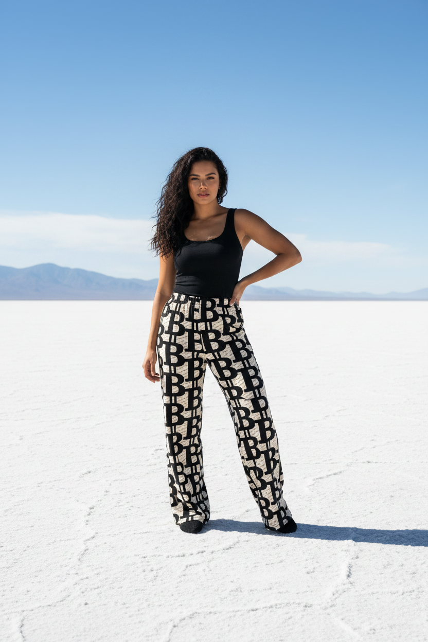 woman wearing Bitcoin Pants from The B Collection by Nikki Nakamoto | The Orange Habit