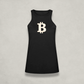 Womens Bitcoin B Black Racerback Tank Top by Nikki Nakamoto Front view