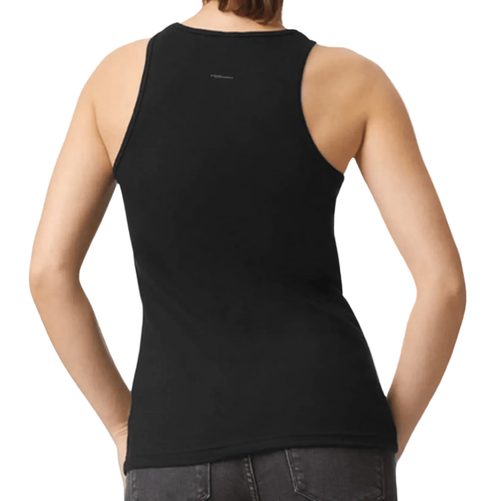 Women wearing the Bitcoin B black Racerback Tank Top by Nikki Nakamoto