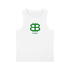 (White) Bitcoin Paris tank top with green logo and text on a white background - the orange habit