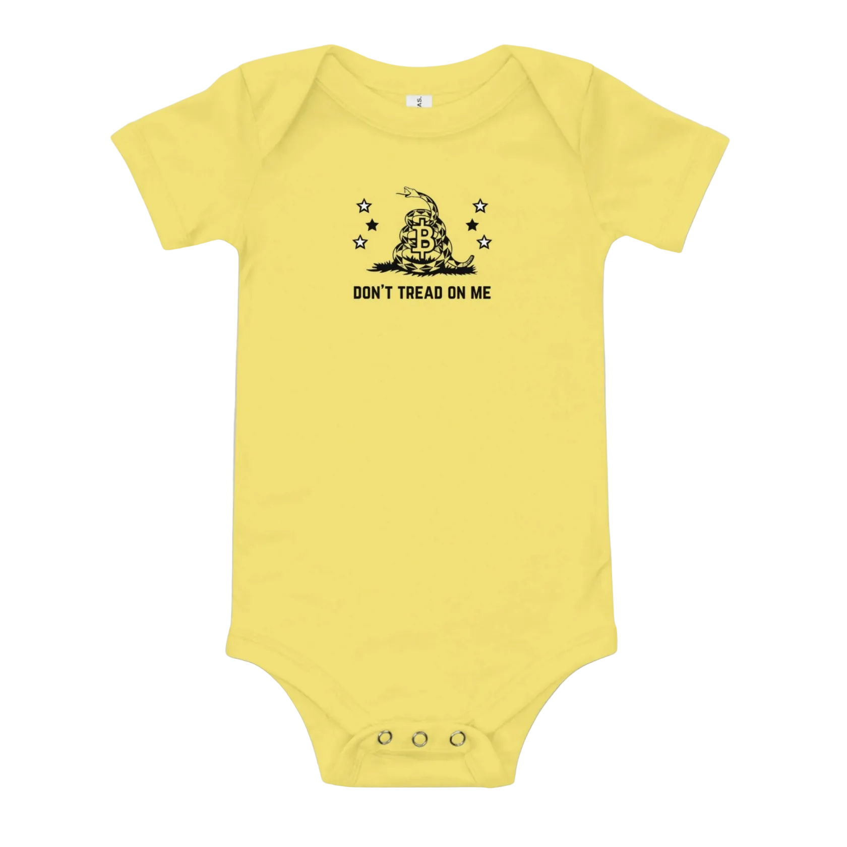 Yellow Don't Tread On Me Bitcoin Onesie for Infants by lil'B