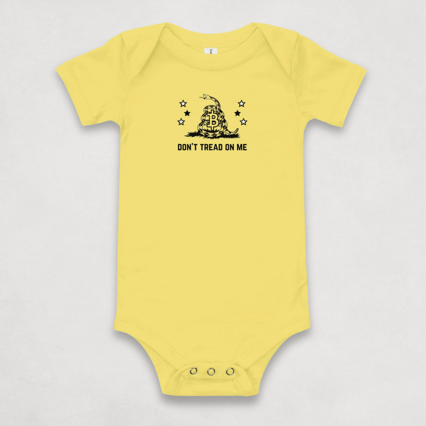 Yellow Don't Tread On Me Bitcoin Onesie for Infants by lil'B