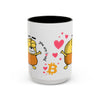 White Bitcoin mug with yellow the bitcoin meme cartoon character