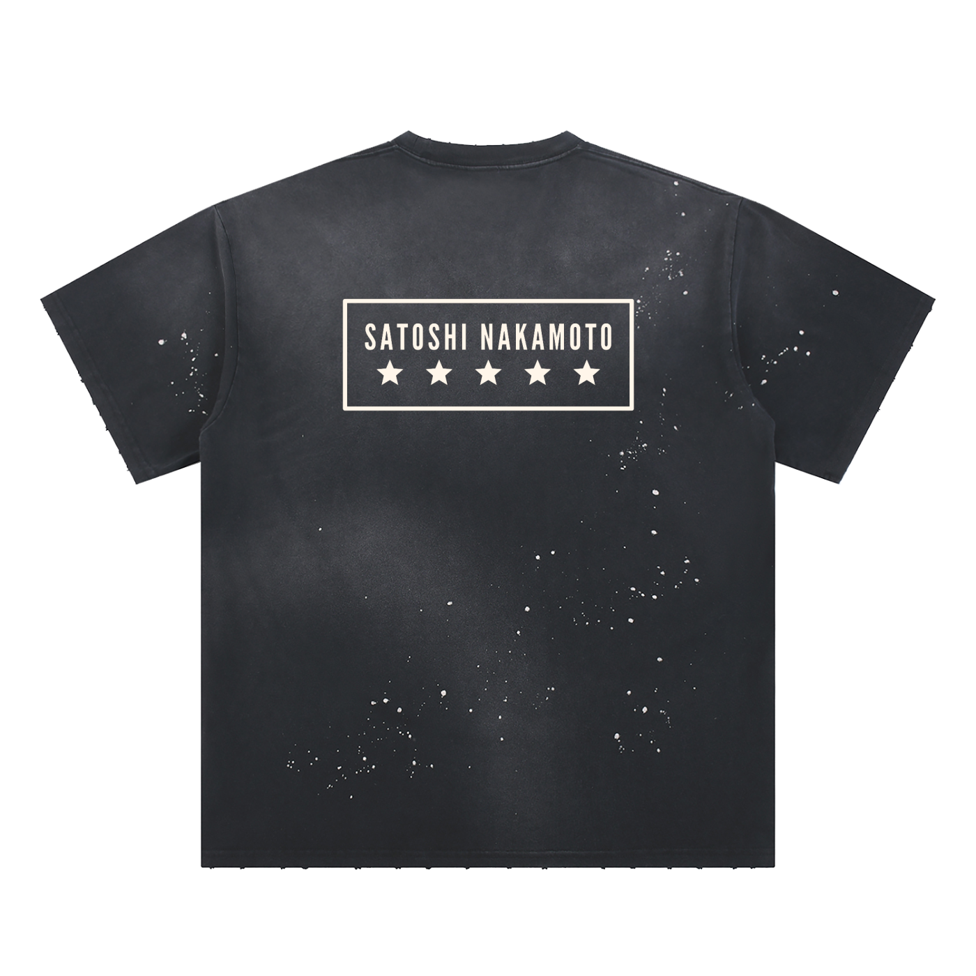 Nakamoto: Hand-Frayed Sunfade Paint Splatter T-Shirt