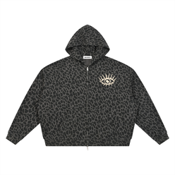 Captivated: Leopard Print Waffle Full Zip Hoodie