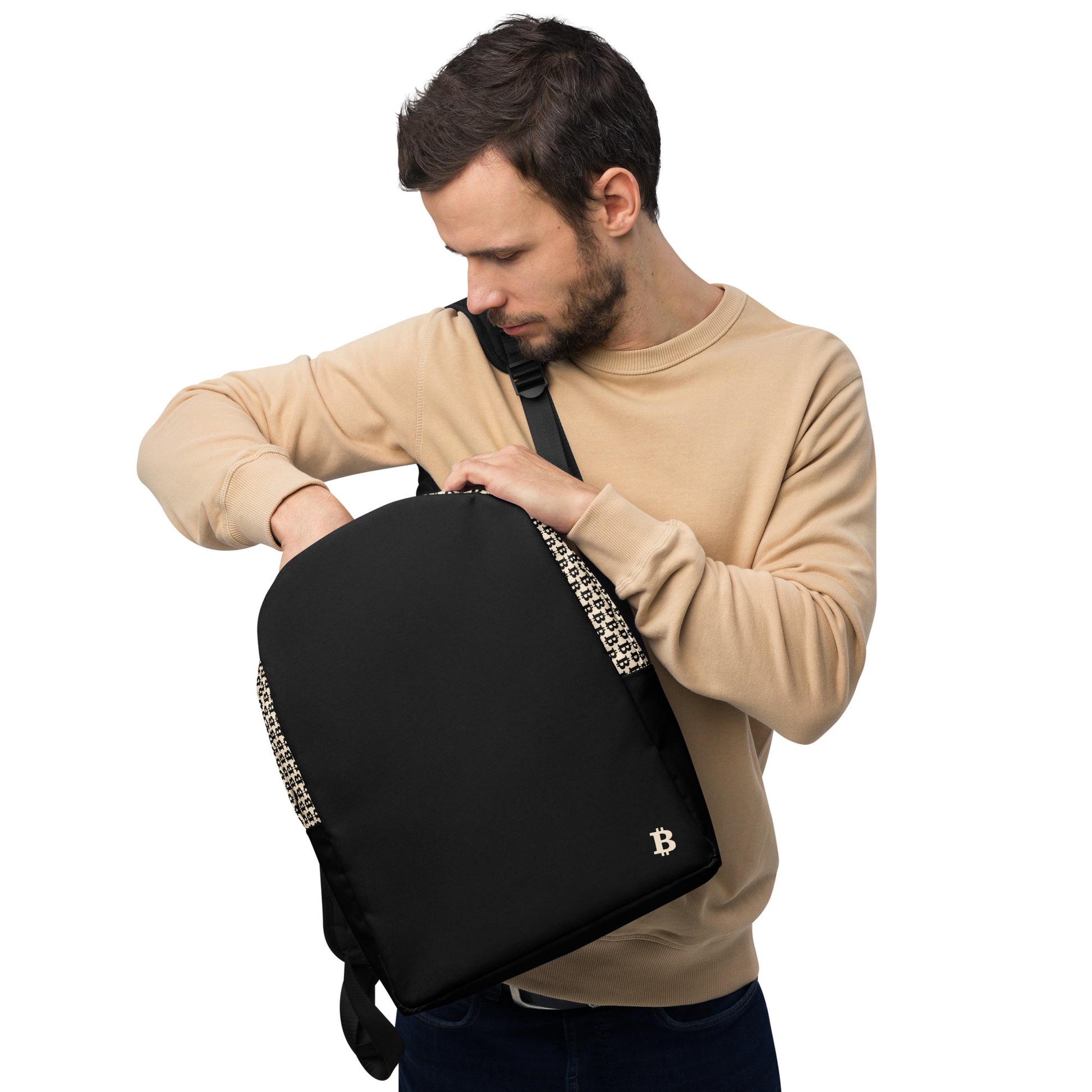 THE B - Satoshi Nakamoto Quote / Bitcoin Backpack - Nikki Nakamoto Bags - The Orange Habit