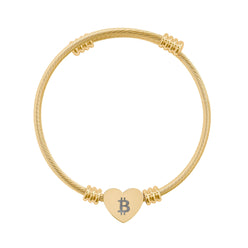 Bitcoin B Heart  pendant bracelet in Gold, by The Orange Habit at SVRN Society