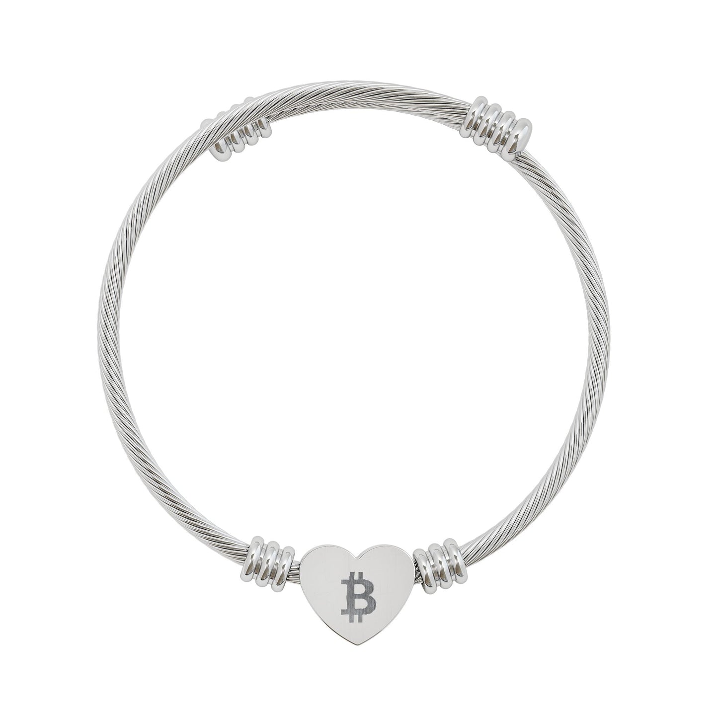 Bitcoin B: Bitcoin Heart Bracelet – 18K Gold PVD