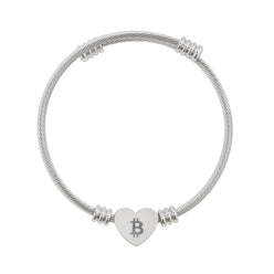 Bitcoin B: Bitcoin Heart Bracelet – 18K Gold PVD