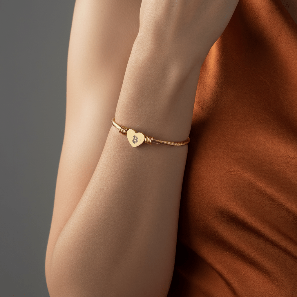 Bitcoin B: Bitcoin Heart Bracelet – 18K Gold PVD - SVRN Society