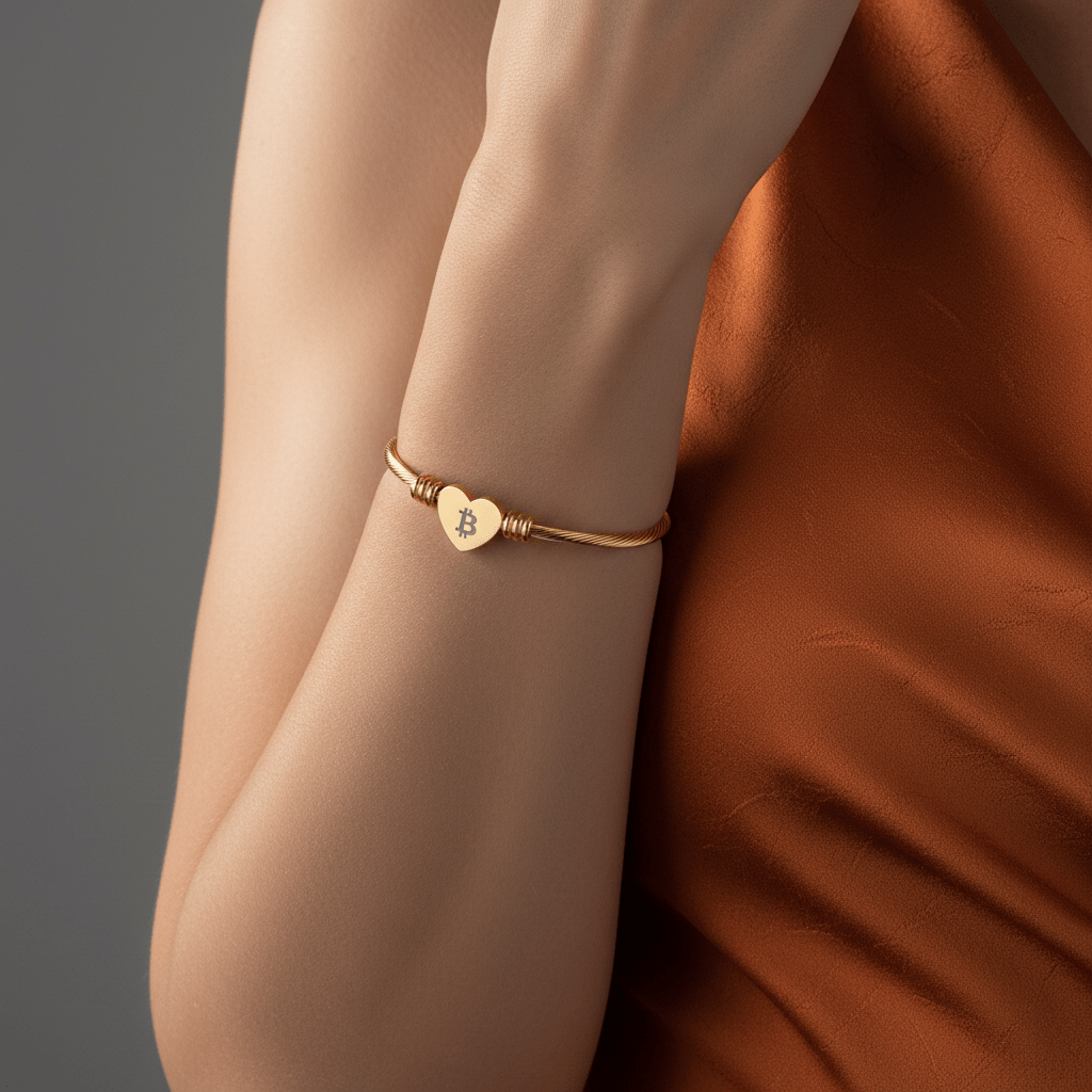 Bitcoin B: Bitcoin Heart Bracelet – 18K Gold PVD - SVRN Society