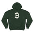 (Dark Green) hoodie with Bitcoin symbol on a white background