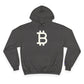 (Charcoal Heather) hoodie with Bitcoin symbol on a white background