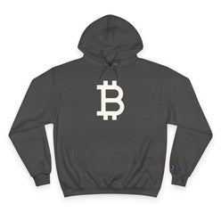 (Charcoal Heather) hoodie with Bitcoin symbol on a white background