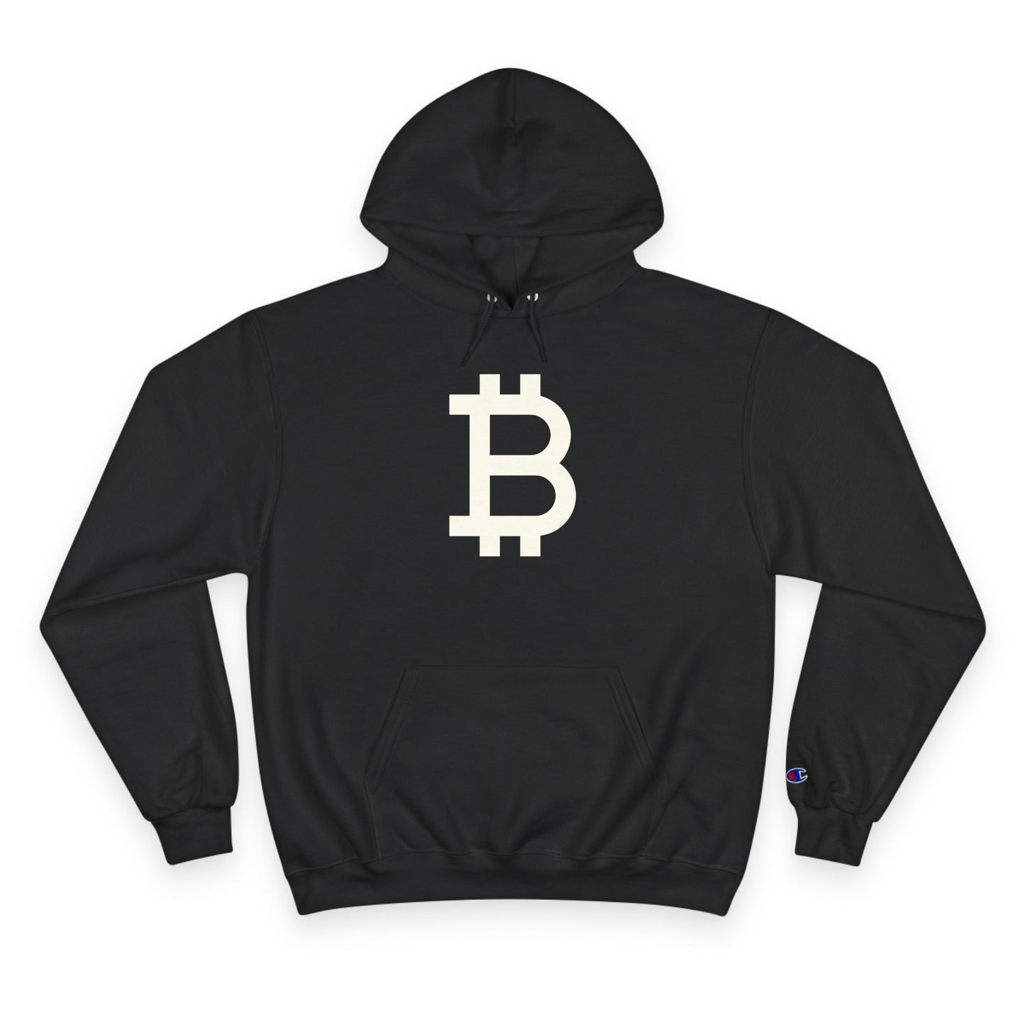 (Black) hoodie with Bitcoin symbol on a white background