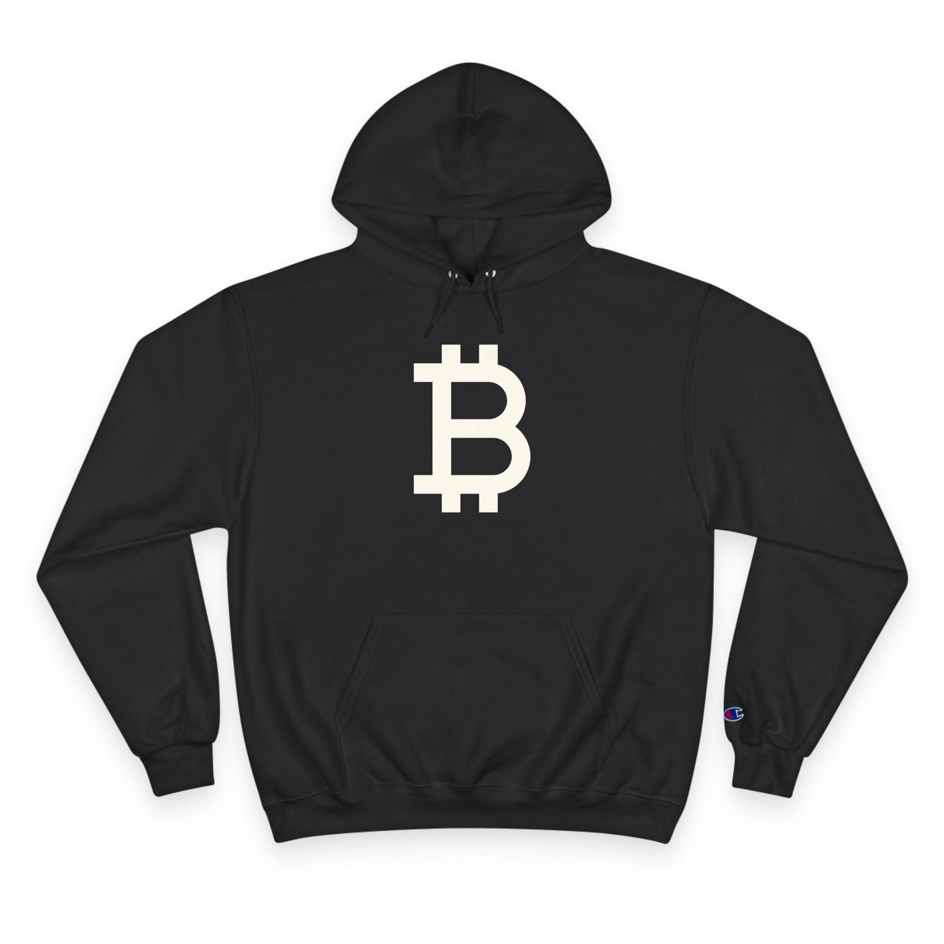 (Black) hoodie with Bitcoin symbol on a white background
