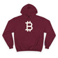 (Maroon) hoodie with Bitcoin symbol on a white background