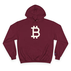 (Maroon) hoodie with Bitcoin symbol on a white background