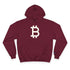(Maroon) hoodie with Bitcoin symbol on a white background