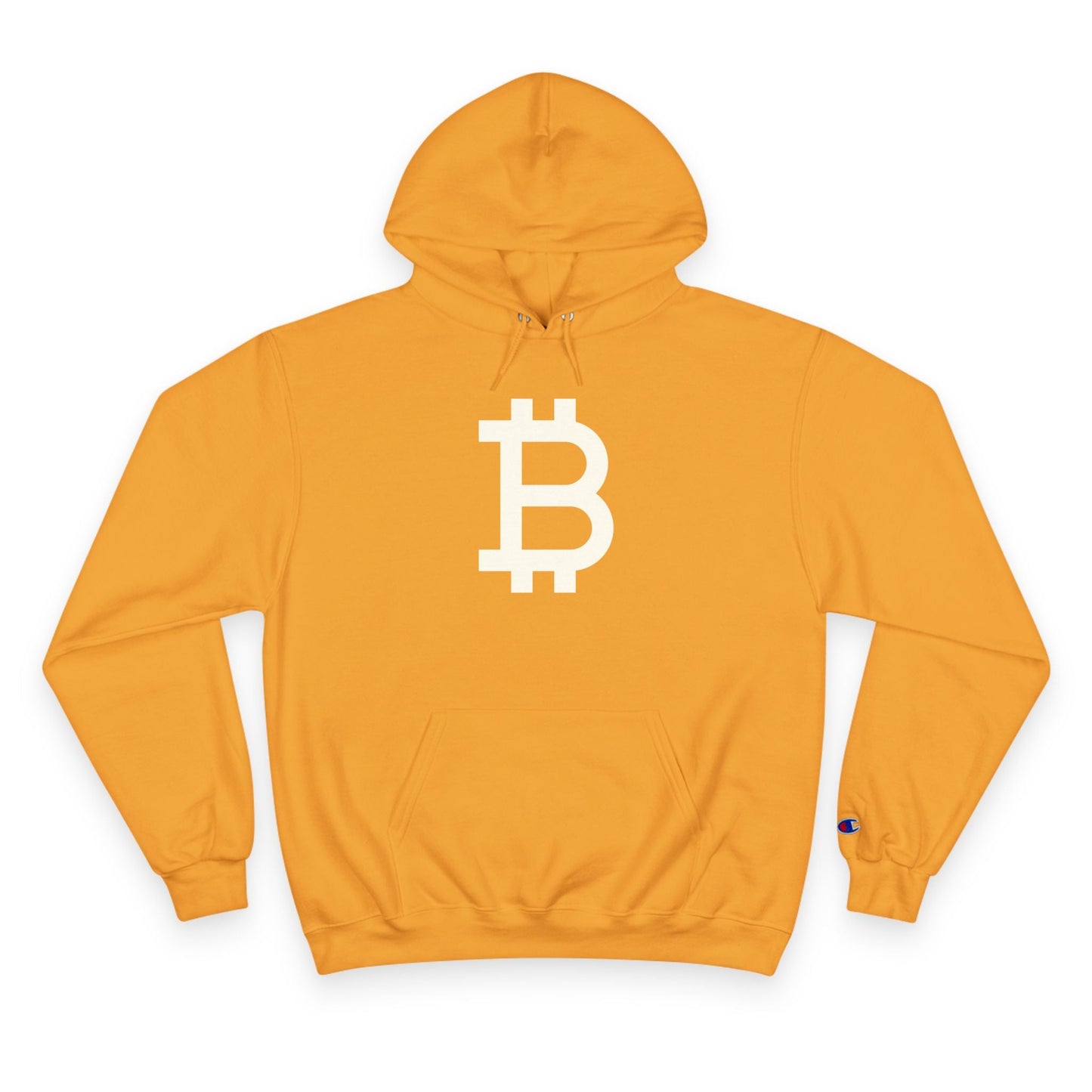 (Gold) hoodie with Bitcoin symbol on a white background