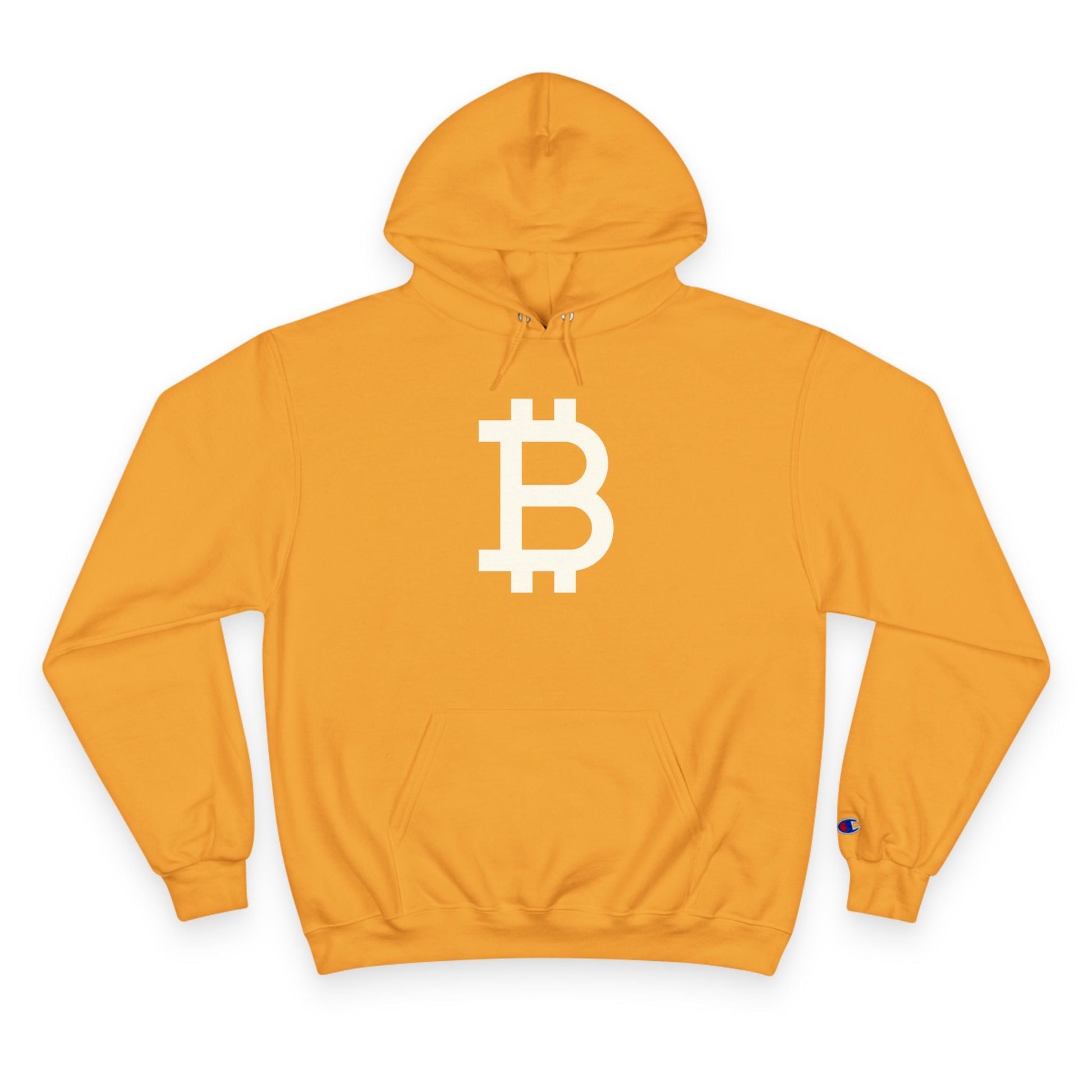 (Gold) hoodie with Bitcoin symbol on a white background