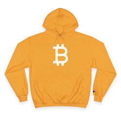 (Gold) hoodie with Bitcoin symbol on a white background