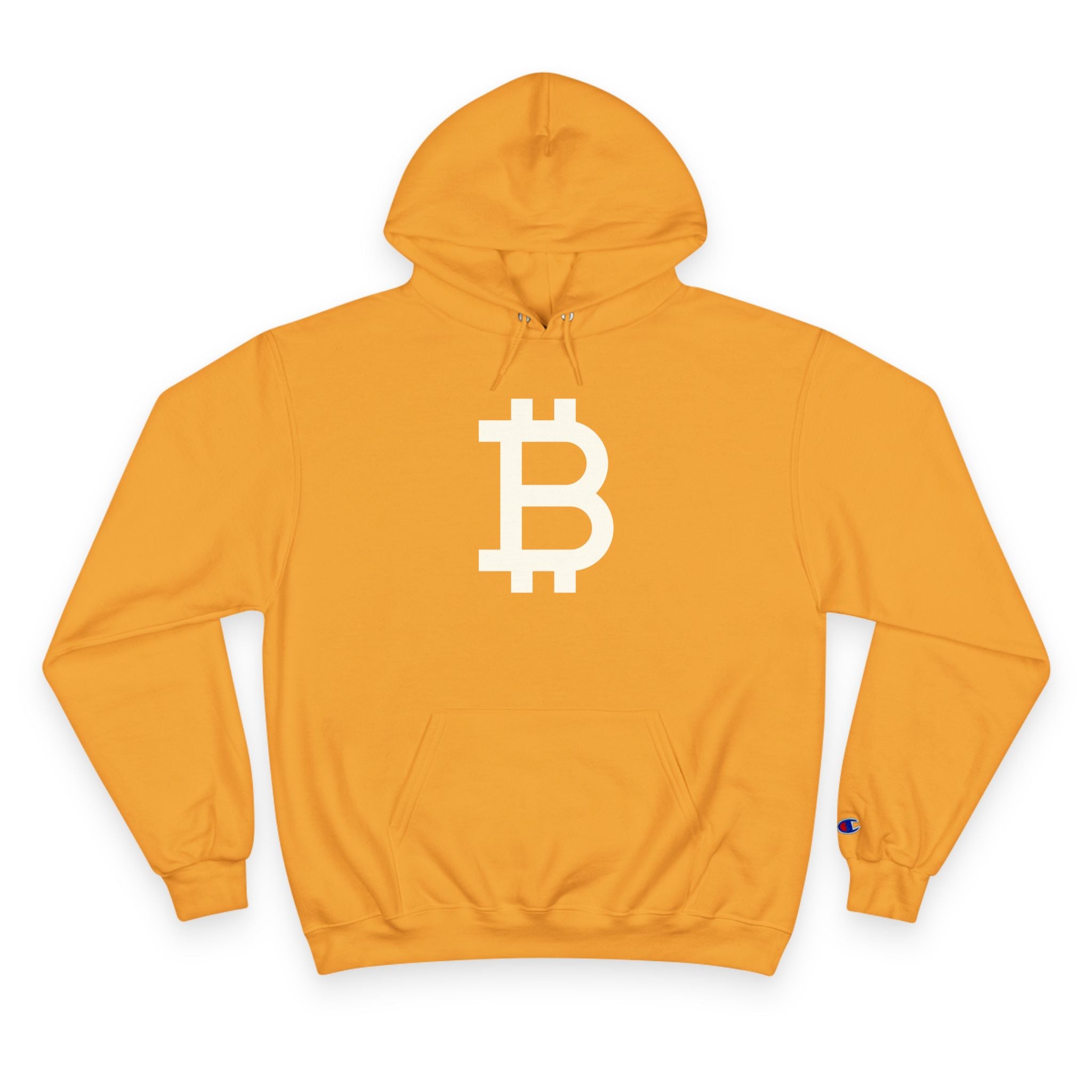 (Gold) hoodie with Bitcoin symbol on a white background