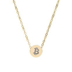 Gold Bitcoin B necklace by The Orange Habit
