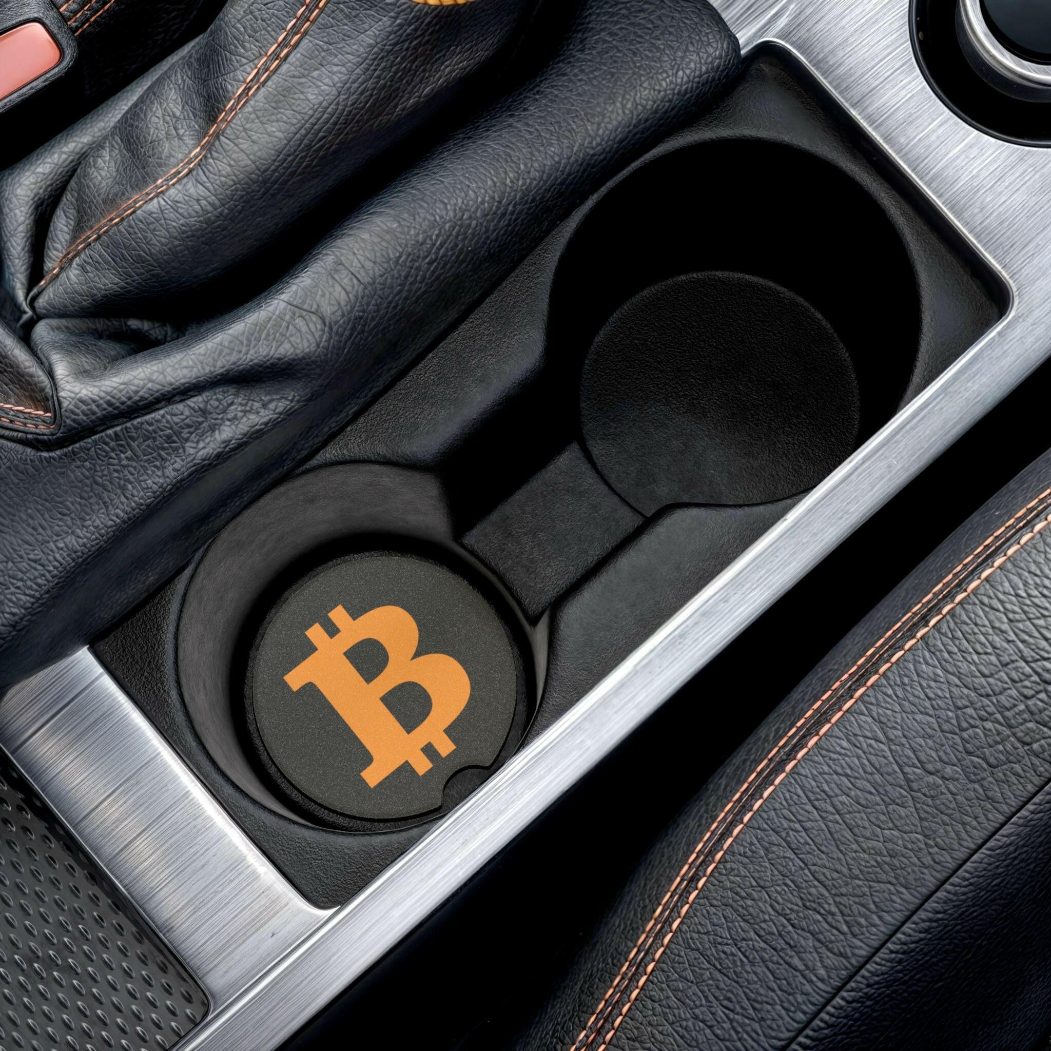 BITCOIN B / Soapstone Car Coaster - Orange Habit Home - The Orange Habit