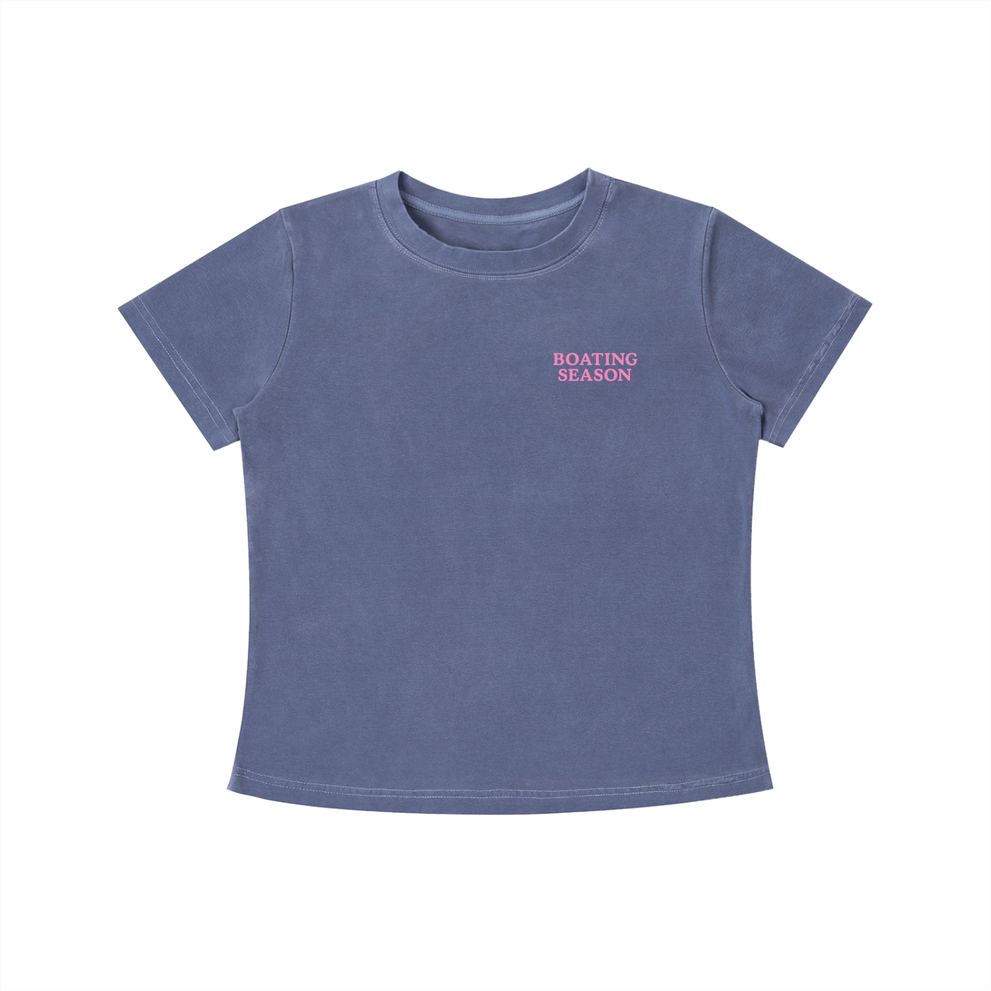 (Navy Blue) Bitcoin whale t-shirt with 'Boating Season' text on a white background