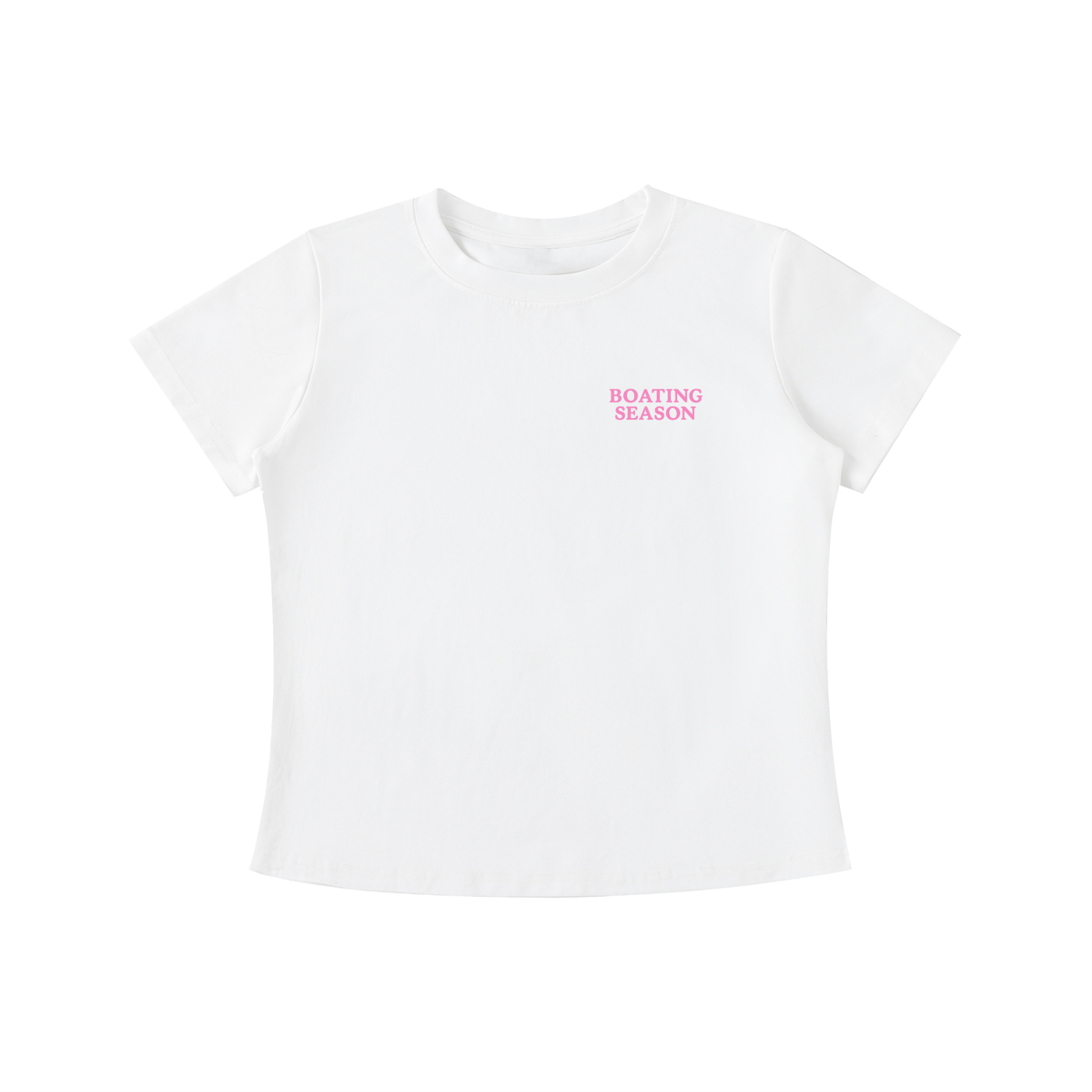 White Bitcoin whale t-shirt with pink text on a white background