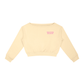 Beige cropped sweatshirt with 'BOATING SEASON' text on a white background